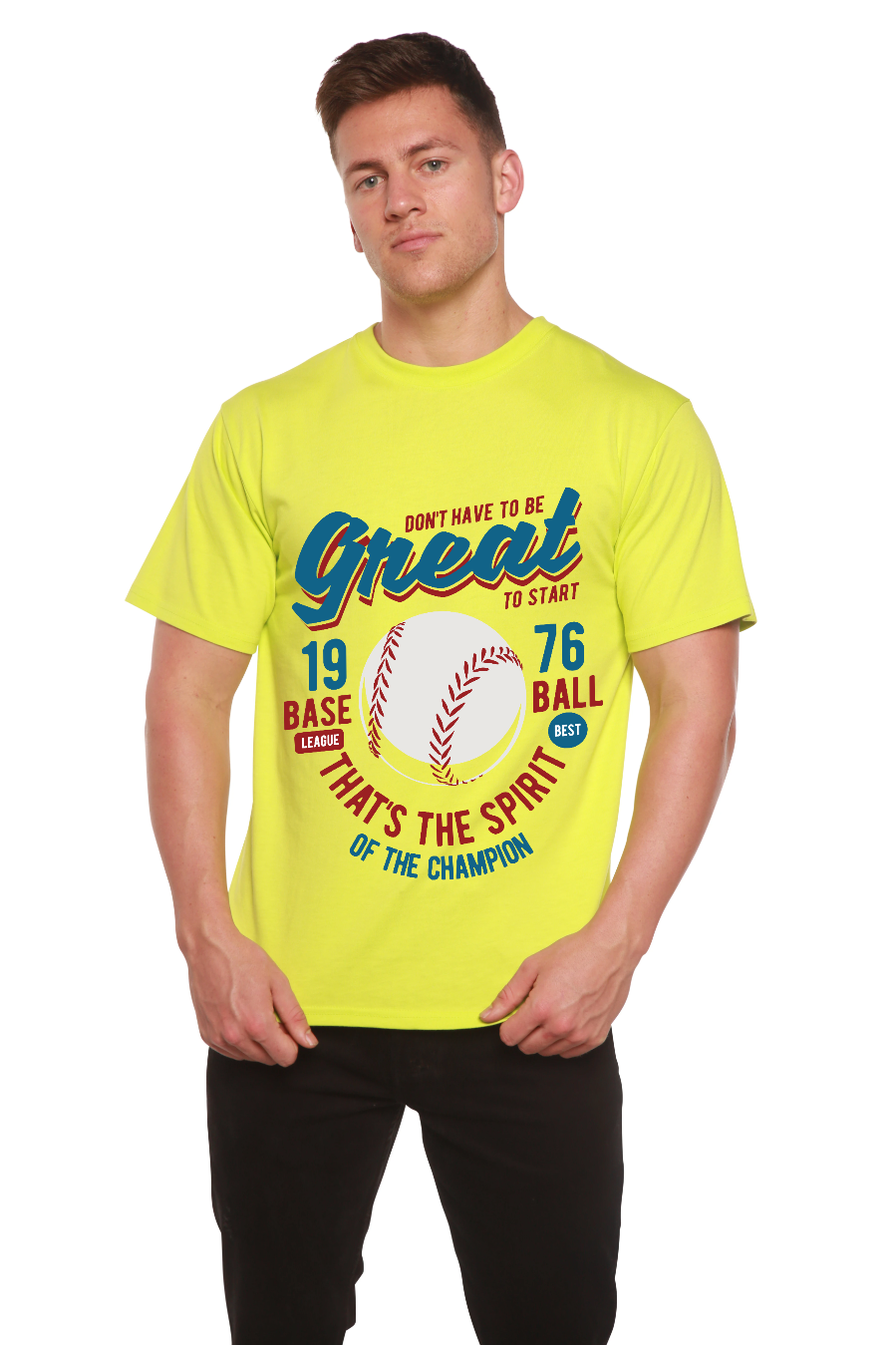 Spun Bamboo Great Baseball Men's Bamboo Viscose/Organic Cotton Short Sleeve Graphic T-Shirt — side view