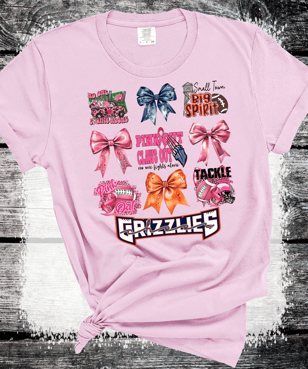A Blessed Texas Mess Boutique Glenn Grizzlies Youth Football PINK OUT shirts, Breast Cancer awareness month.… — main product shot