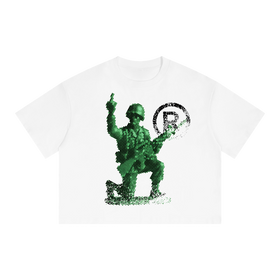 Deployed Streetwear Tee Y2k T-Shirt White Boxy Cropped 250GSM Summer Short Sleeve Crew Neck