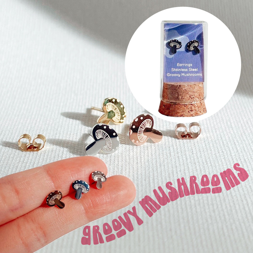 Groovy Mushrooms Metal Stud Earrings – Plant Dosage LLC