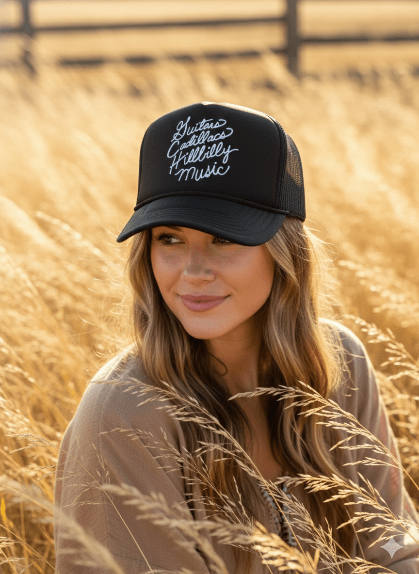 Wild Junkie Guitars Cadillacs Trucker Hat — construction detail