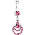 BodyCandy Pink Gem Double Crescent Dangle Belly Ring — main product shot
