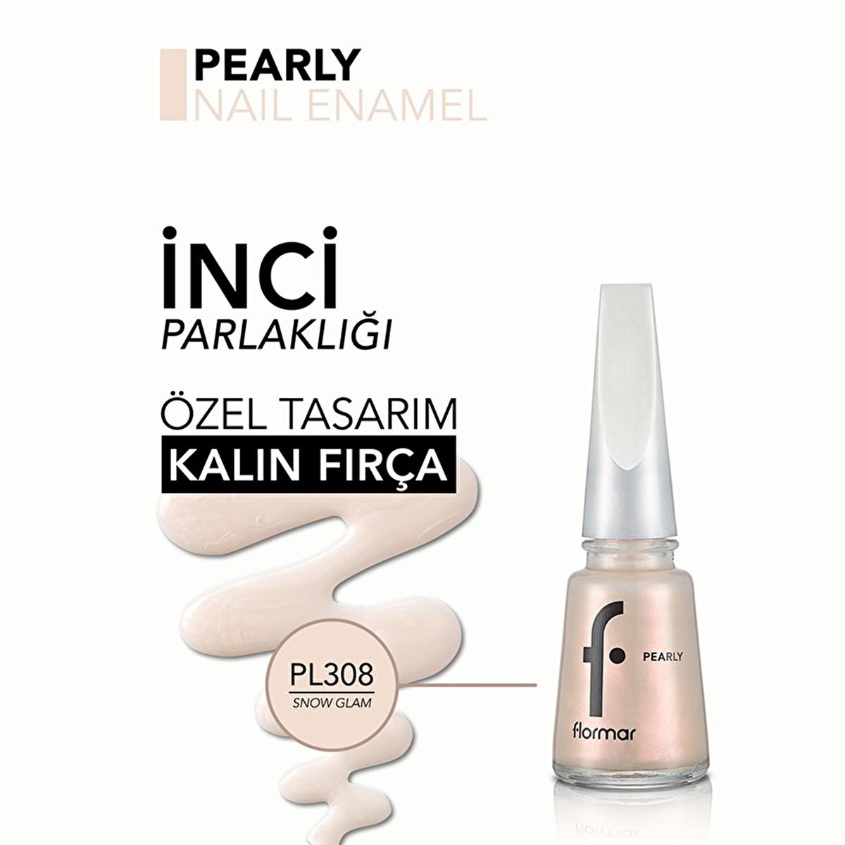 Flormar Pearly Nail Polish: Long-Lasting, High Pigment Shimmering Color for Elegant Nails - Snow Glam