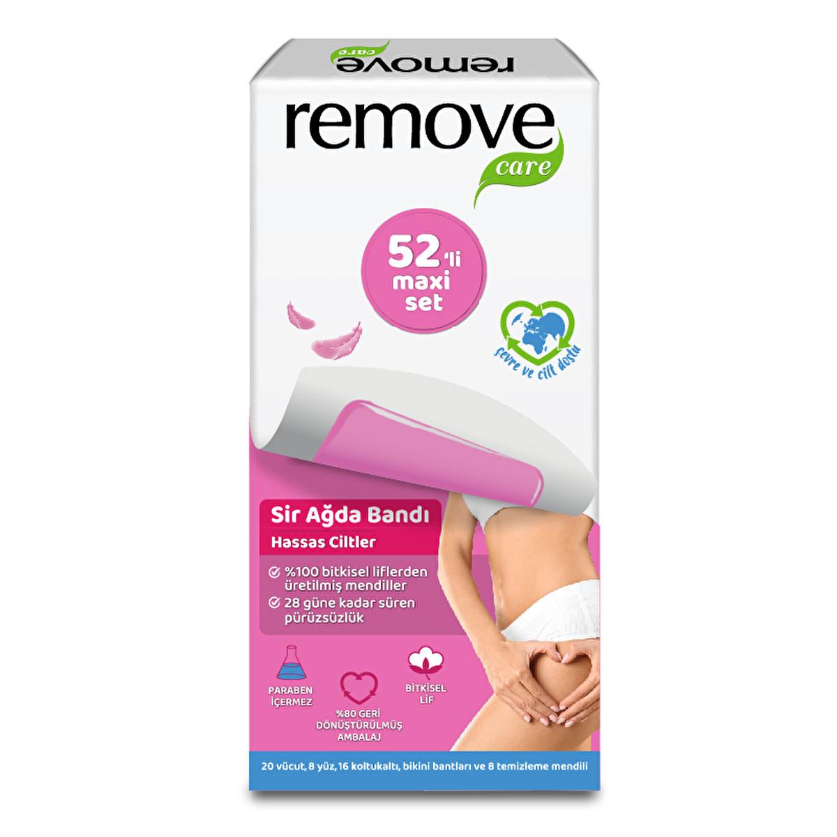 Remove Care Maxi Set: Sensitive Skin Wax Strips for Face, Body, Bikini - 52 Count | Long Lasting, Easy to Use Hair Removal