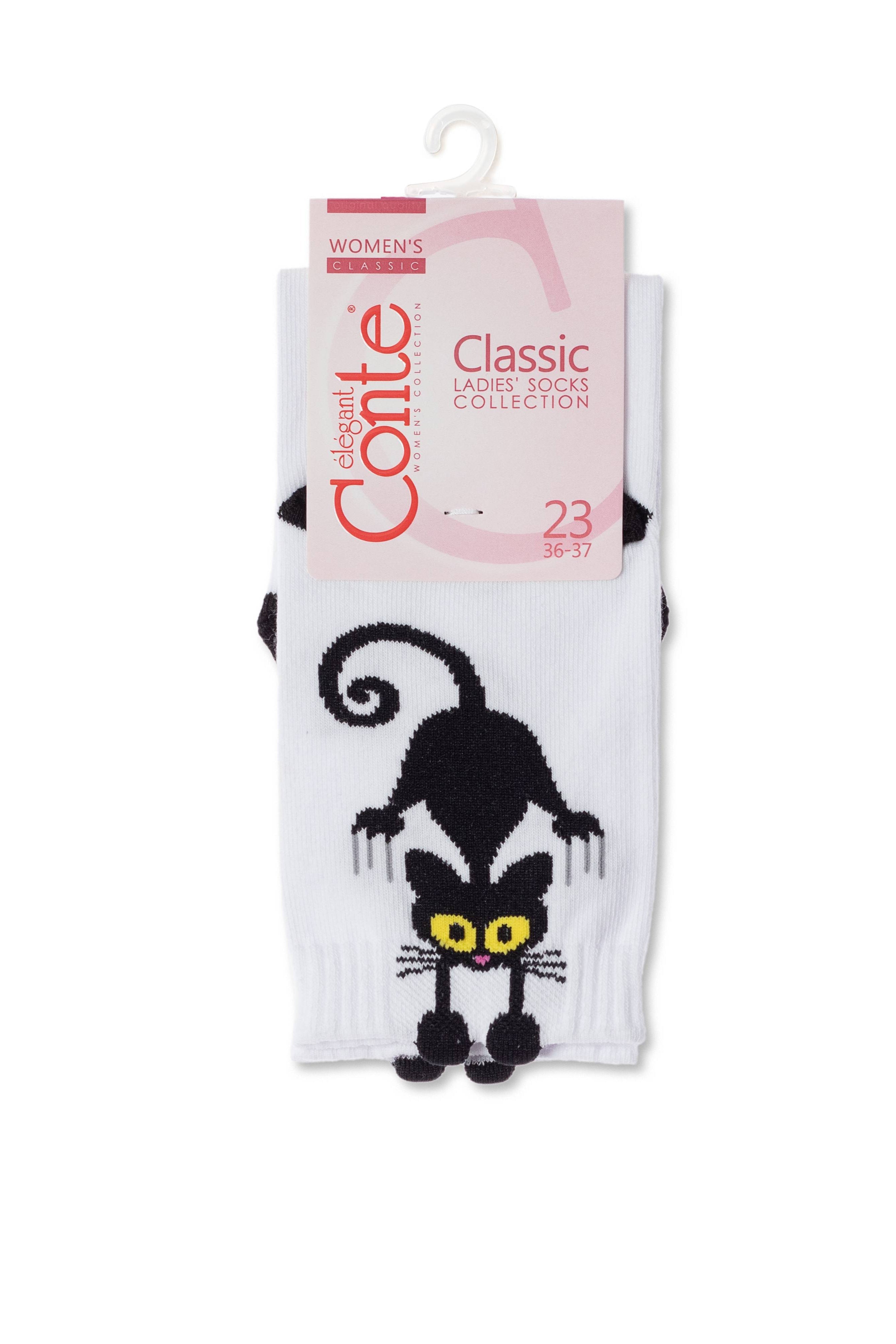 TheRanok.com Cotton Socks Conte Classic 233 - Picot "Black cat" — side view