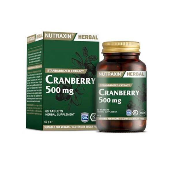 Nutraxin Cranberry Supplement 500mg - Urinary Tract Health Support for Women & Men - 60 Tablets, Vegan-Friendly & Allergen-Free