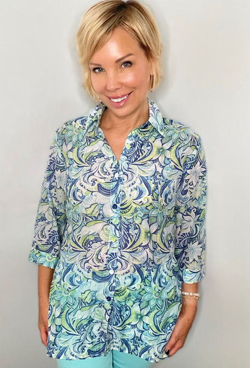 KADOU BOUTIQUE Lightweight Summer Print Top — main product shot