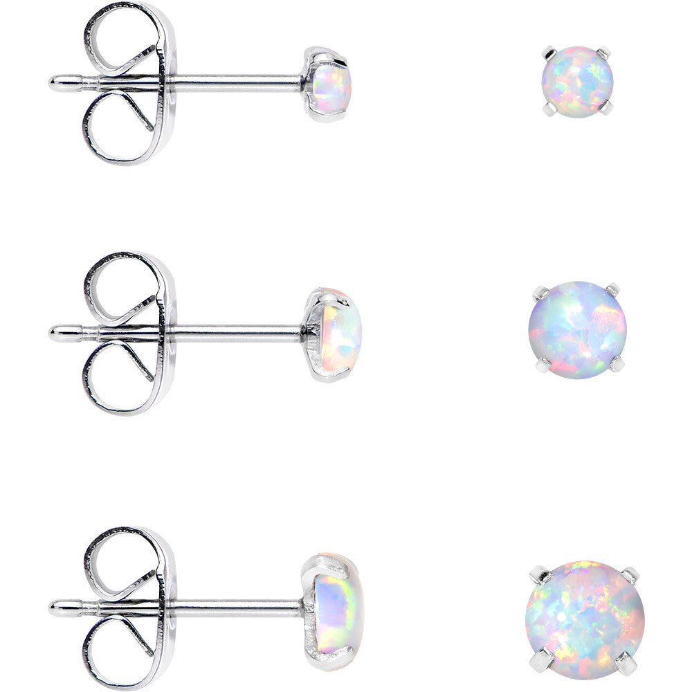 BodyCandy White Synthetic Opal Stainless Steel Post Stud Earring Pack Set of 3 — lifestyle context