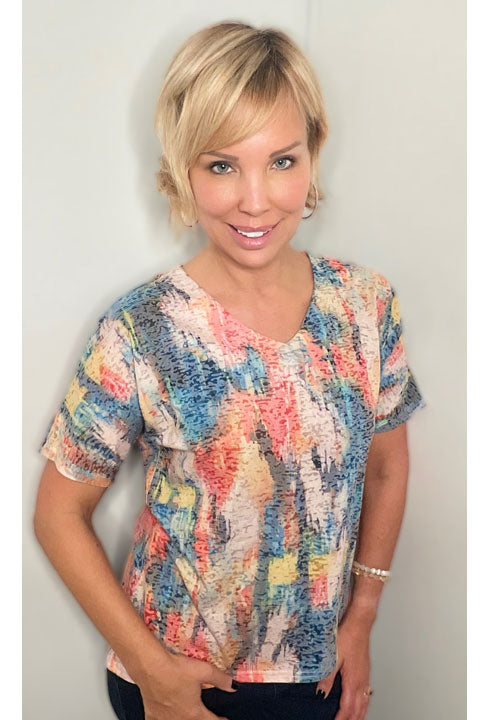 KADOU BOUTIQUE Multicolor Short Sleeve Top — main product shot