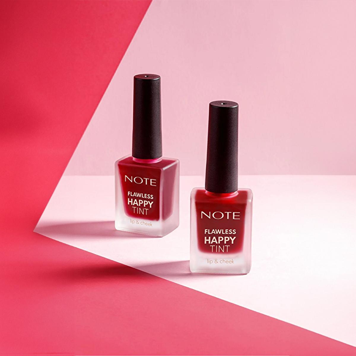 Note Cosmetics Flawless Happy Tint: Sweet Pink Lip & Cheek - Natural Color, Dual-Use Liquid Blush & Lip Stain