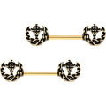 BodyCandy 9/16 Gold PVD Braided Nautical Anchor Barbell Nipple Ring Set — main product shot