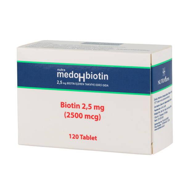 Dermoskin Medohbiotin Biotin 2.5mg Tablets - 120 Count Dietary Supplement for Hair, Skin, and Nail Health
