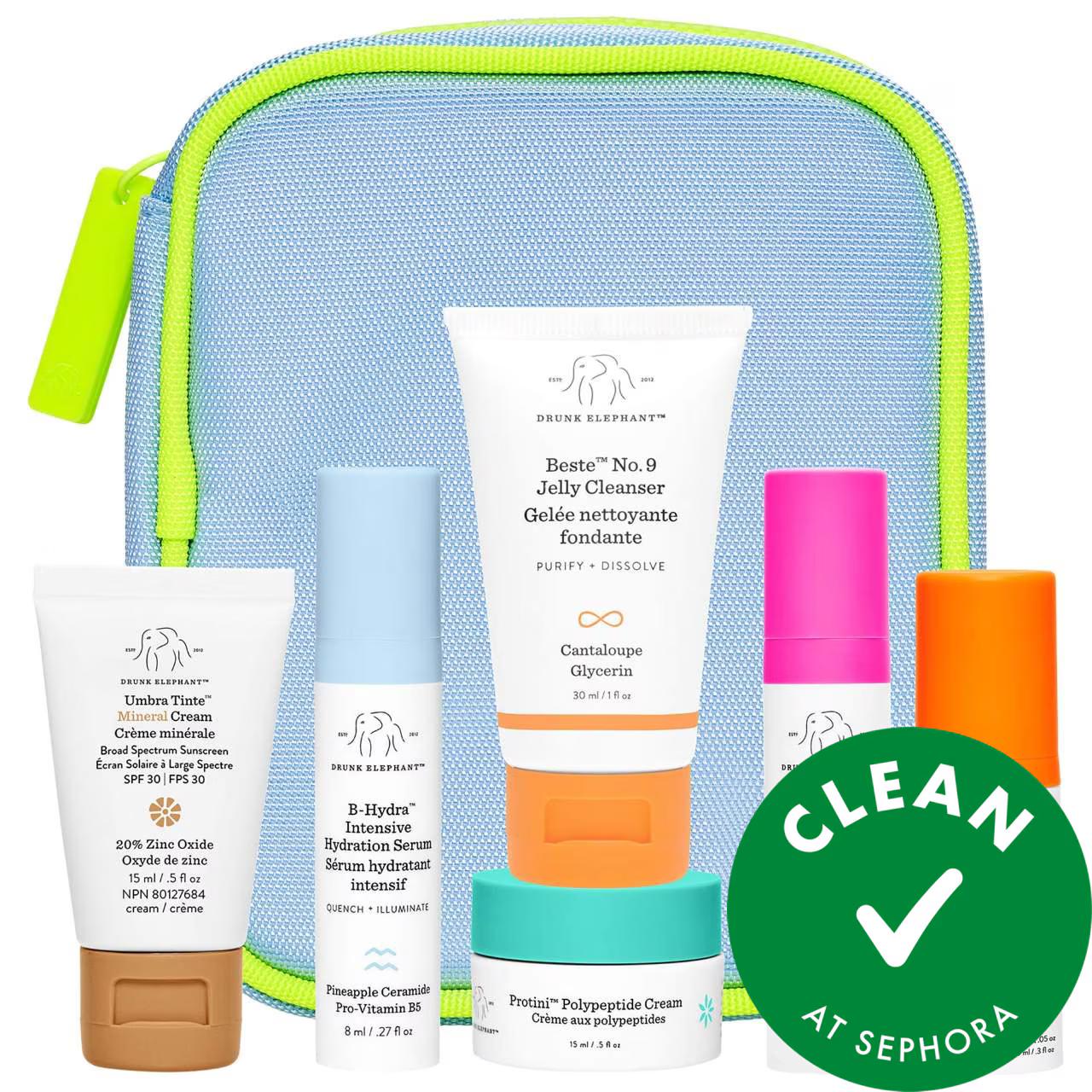 Drunk Elephant The Littles Travel Skincare Set - 6 Piece Vegan Cruelty-Free Routine