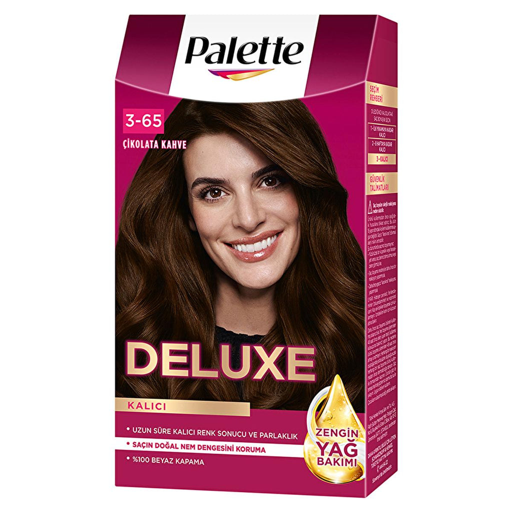 Palette Deluxe Chocolate Brown Hair Dye: Long Lasting, Rich Color & Shine - Permanent Hair Color 3-65 ‚ikolata Kahve