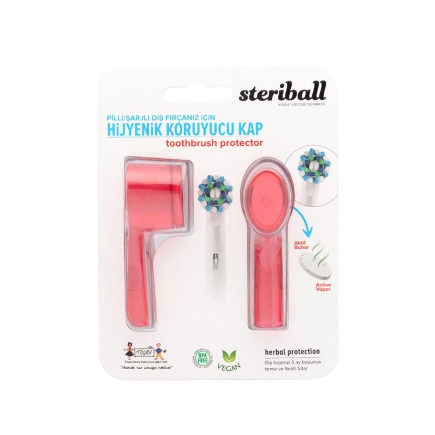Steriball Hygienic Toothbrush Holder Red - Protects Your Toothbrush from Bacteria, Compatible with Steriball Electric Toothbrushes