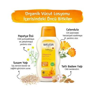 Weleda Baby Body Lotion with Organic Calendula - Natural, Gentle Moisturizer for Sensitive Skin, 6.76 fl oz