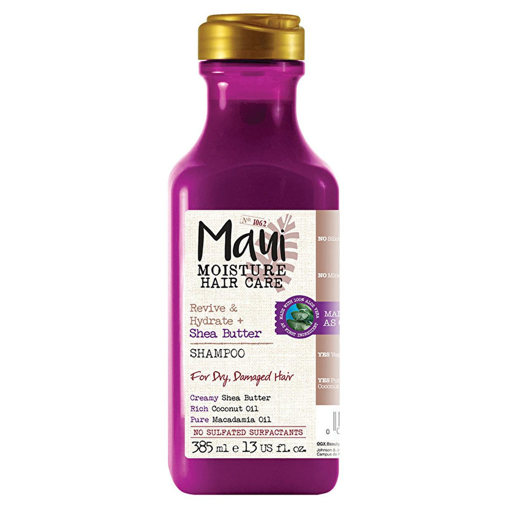 Maui Moisture Shea Butter Shampoo - Sulfate Free, Silicone Free Vegan Shampoo for Dry Damaged Hair Repair & Intense Moisturizing - Aloe Vera Base - 13 fl oz