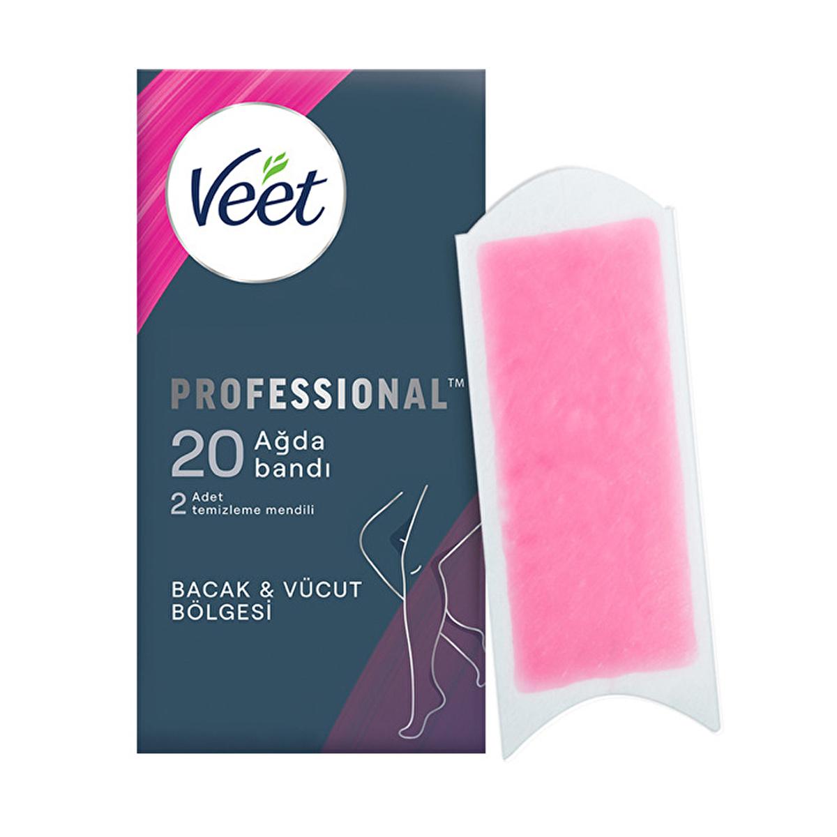 Veet Profesyonel Wax Strips for Hair Removal - Easy Gelwax Technology for Smooth Skin up to 28 Days - Normal Skin, 20 Strips