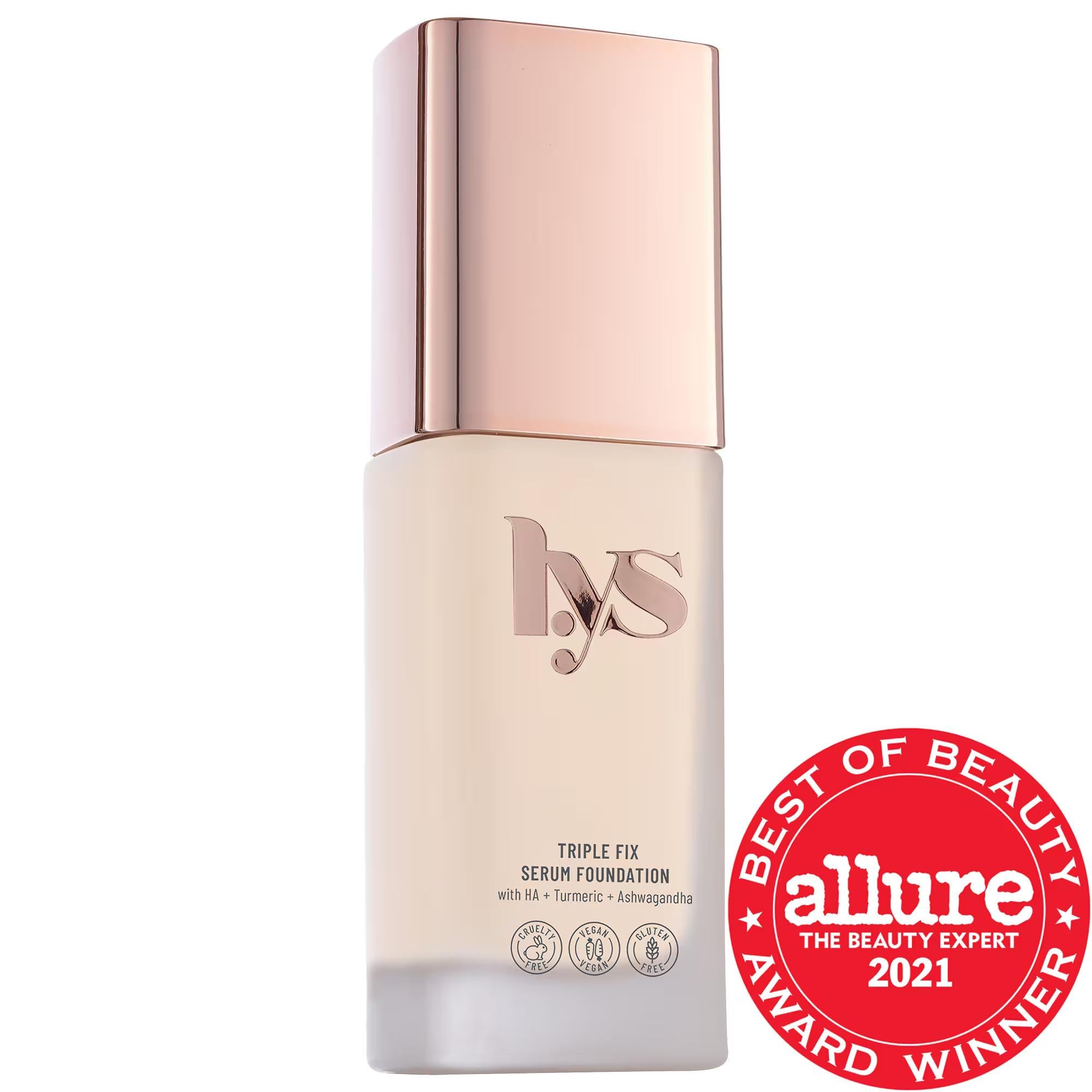 Triple Fix Serum Foundation: Clean, Vegan & Cruelty-Free Makeup with Hyaluronic Acid, Turmeric & Ashwagandha - Natural Finish, Light-Medium Coverage