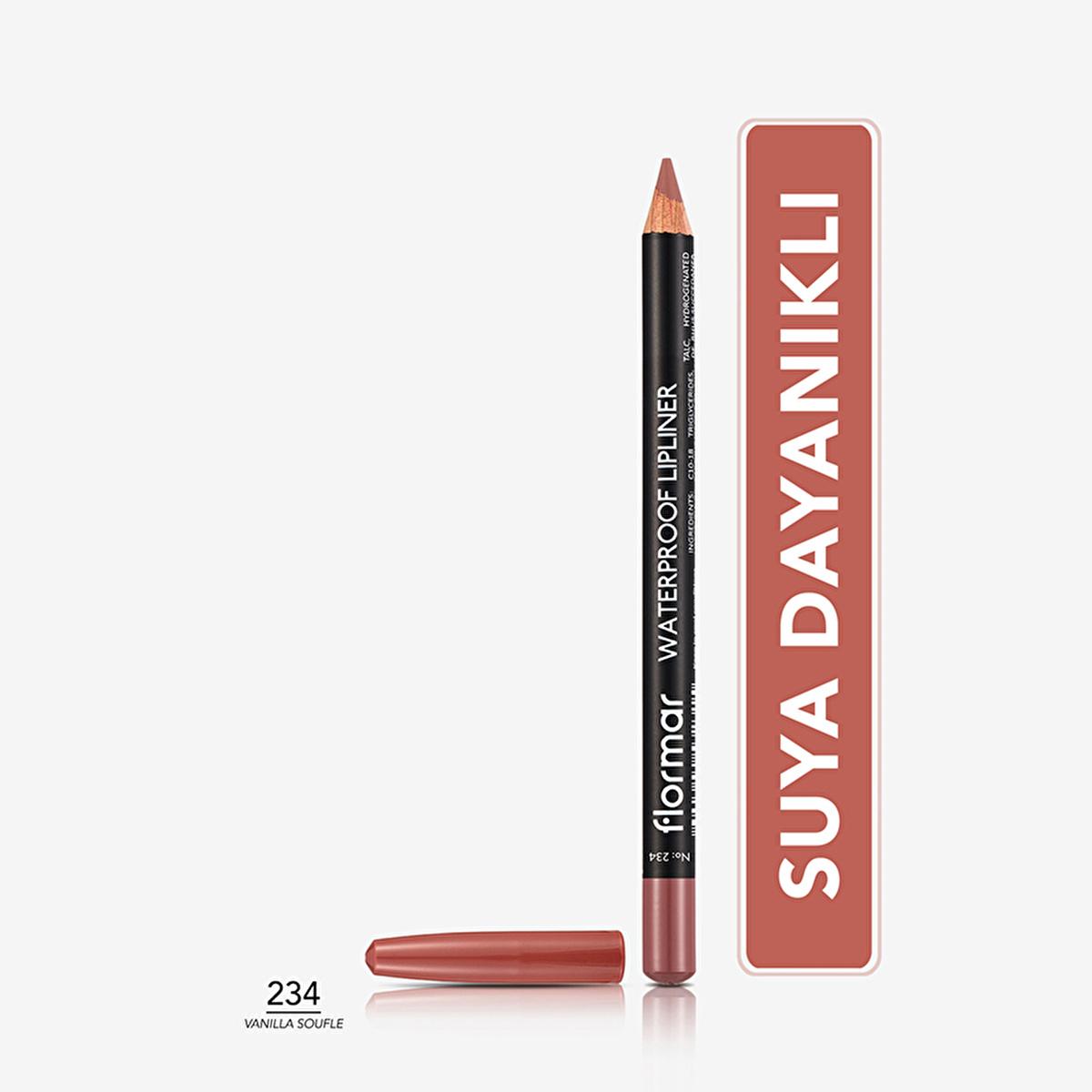 Flormar Waterproof Matte Lip Liner - Long Lasting, High Pigment, Vitamin Enriched - 234 Vanilla Souffle