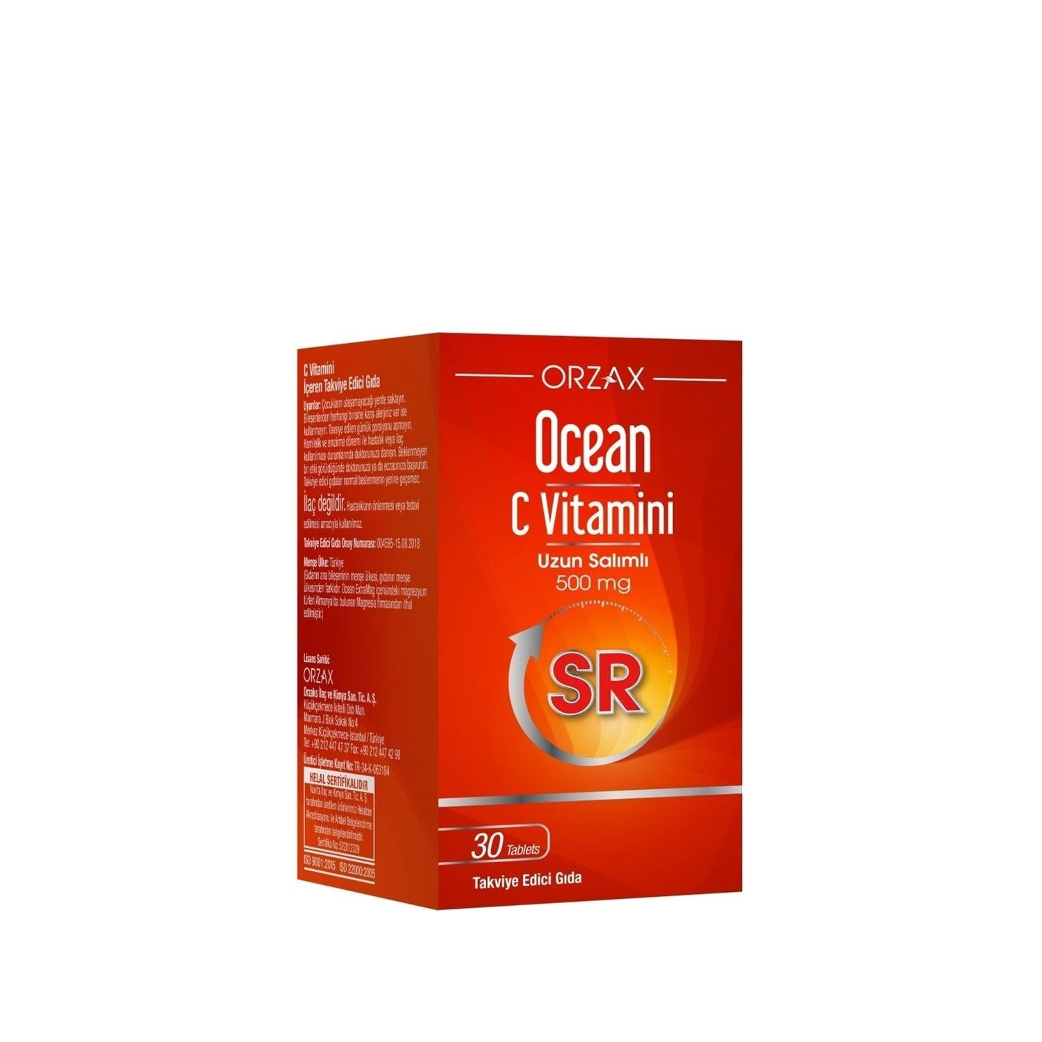 Ocean Vitamin C-SR Sustained Release Vitamin C Supplement for Adults - 30 Tablets, Immune System Support