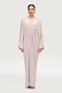 Habeeba Satin Pleated Batwing Maxi Dress - Cloud Dresses Veiled 