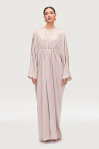 Habeeba Satin Pleated Batwing Maxi Dress - Cloud Dresses Veiled 