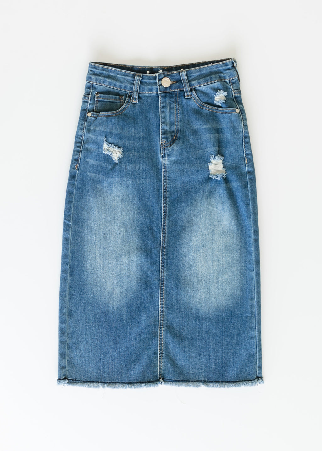 Inherit Co. Hadley High Rise Denim Midi Skirt - FINAL SALE — feature highlight
