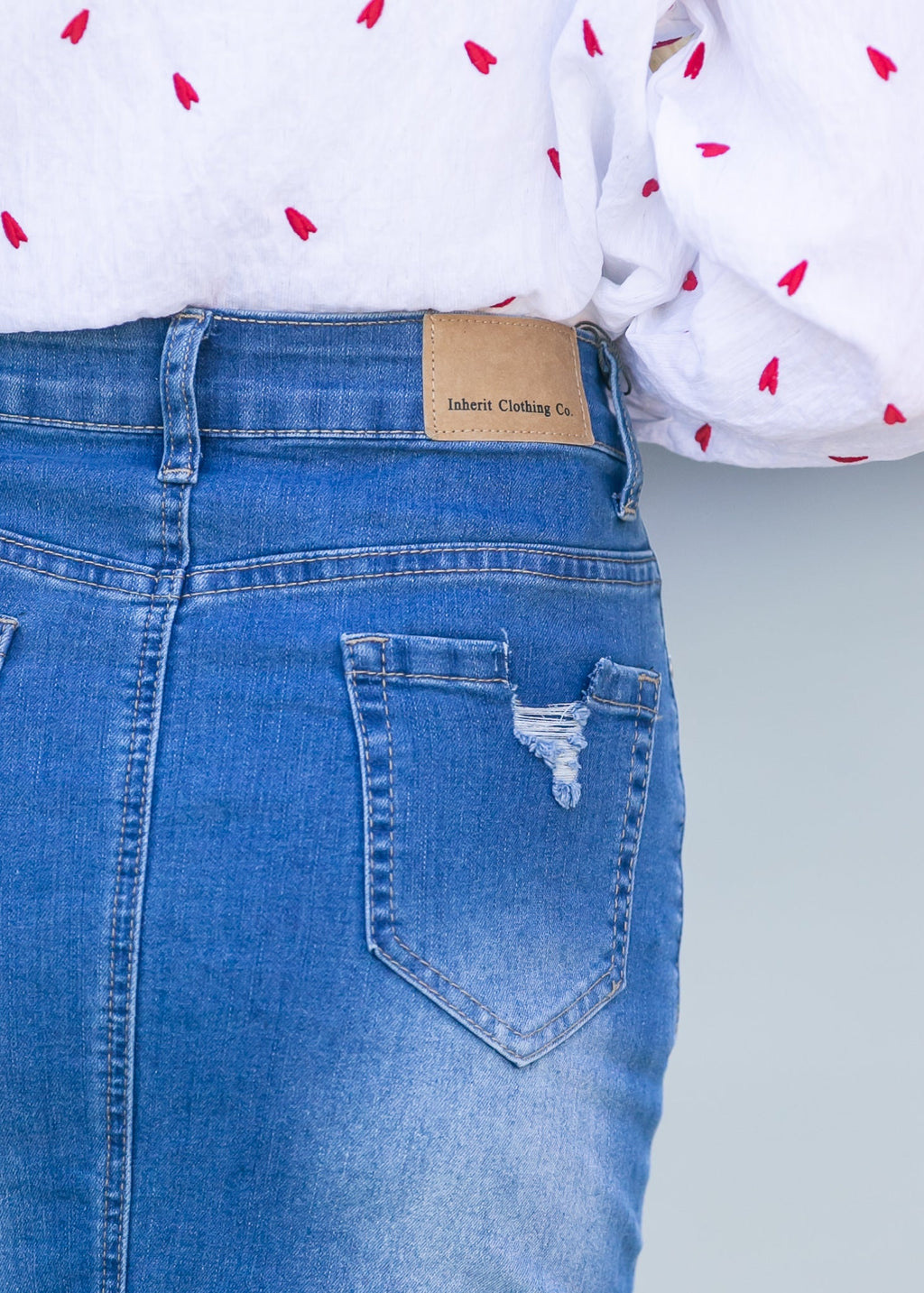 Inherit Co. Hadley High Rise Denim Midi Skirt - FINAL SALE — alternative angle