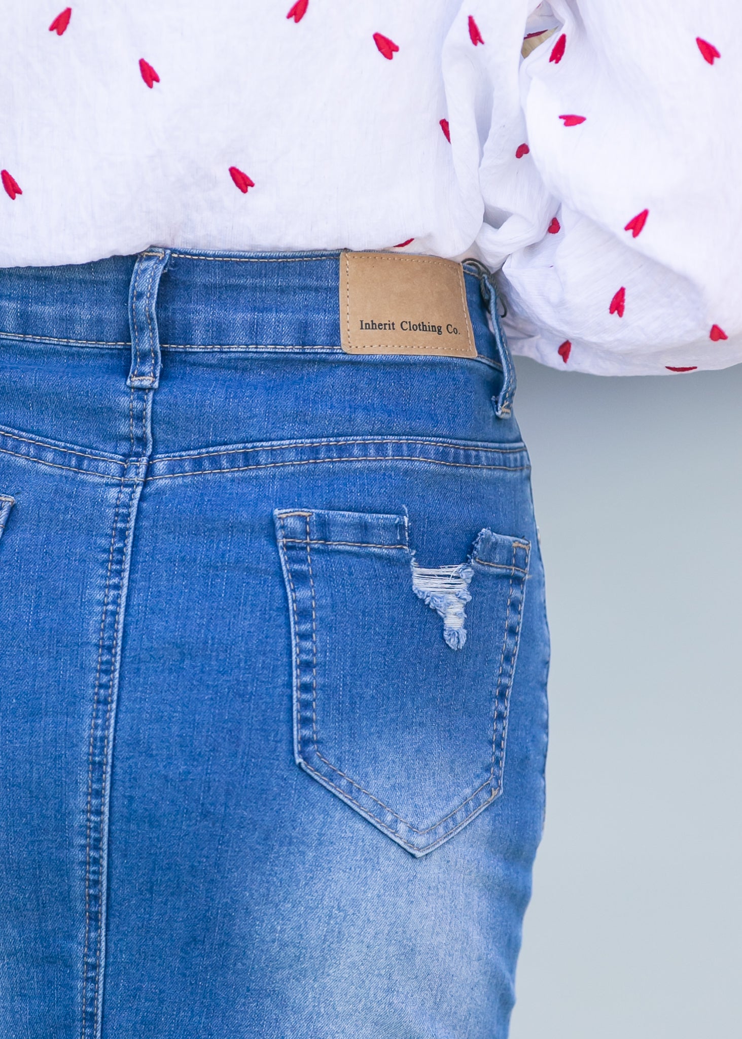 Inherit Co. Hadley High Rise Denim Midi Skirt - FINAL SALE — alternative angle
