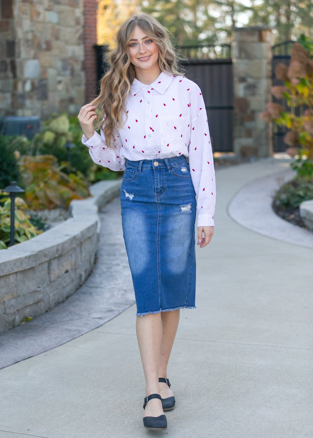 Inherit Co. Hadley High Rise Denim Midi Skirt - FINAL SALE — lifestyle context
