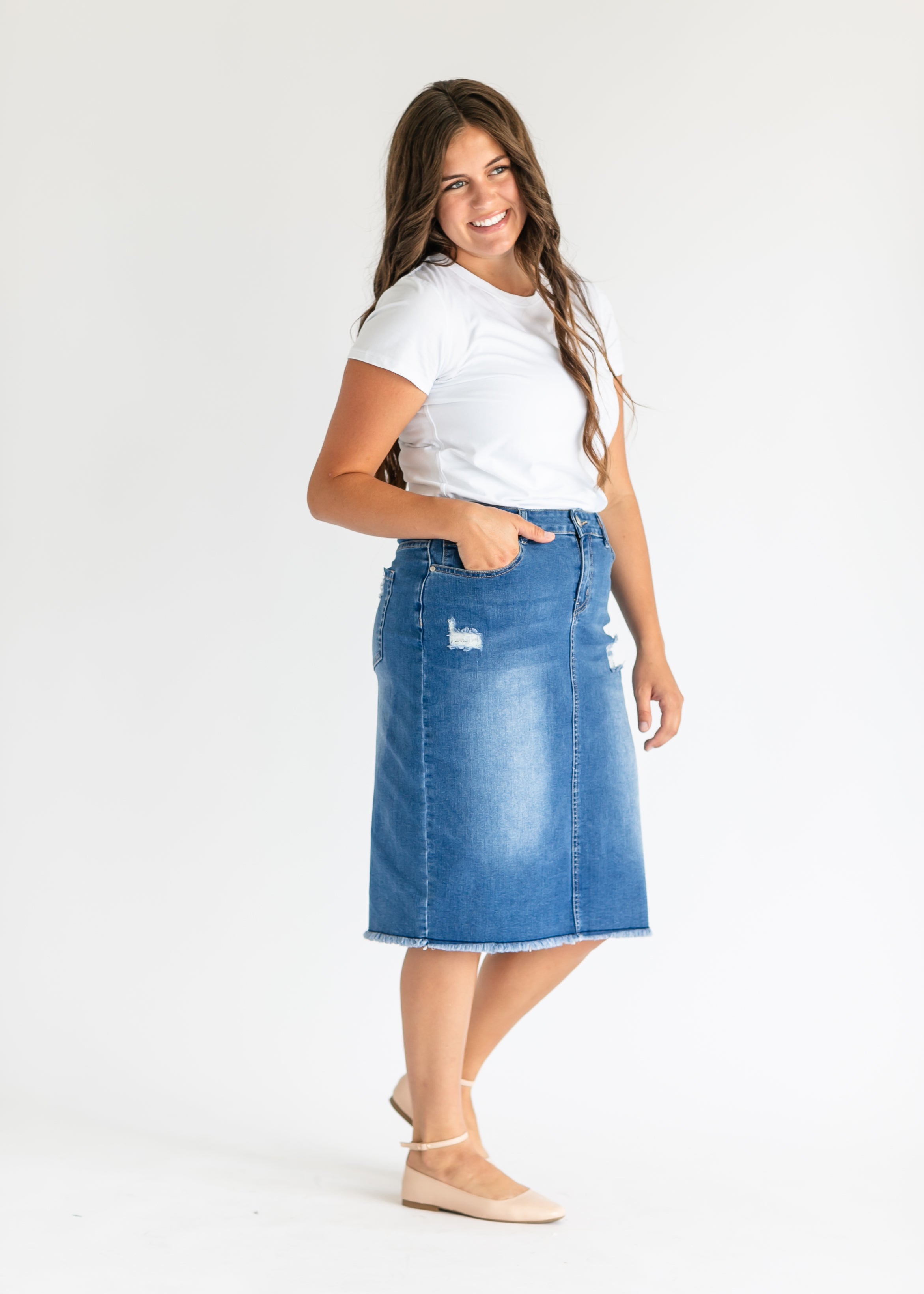 Inherit Co. Hadley High Rise Denim Midi Skirt - FINAL SALE — packaging