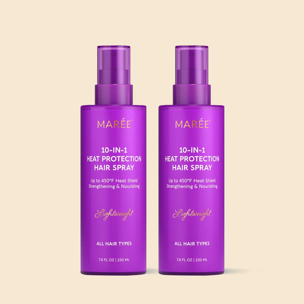 Maree Heat Styling Protective Hair Spray — comparison shot