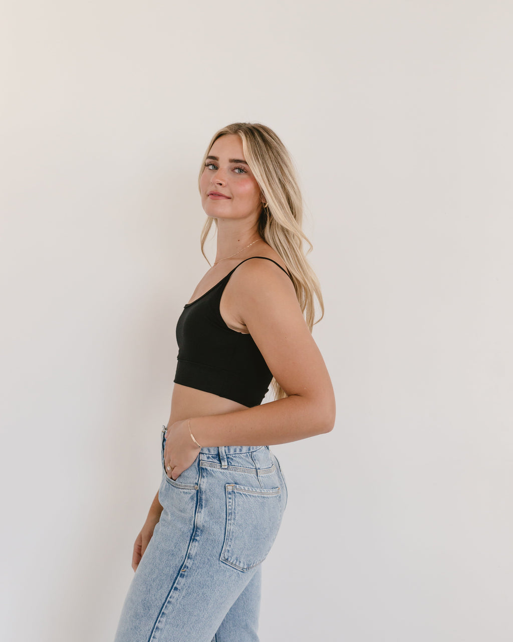 HALFTEE Layering Fashions Spaghetti Strap Cami Halftee — HALFTEE Layering Fashions branding close-up