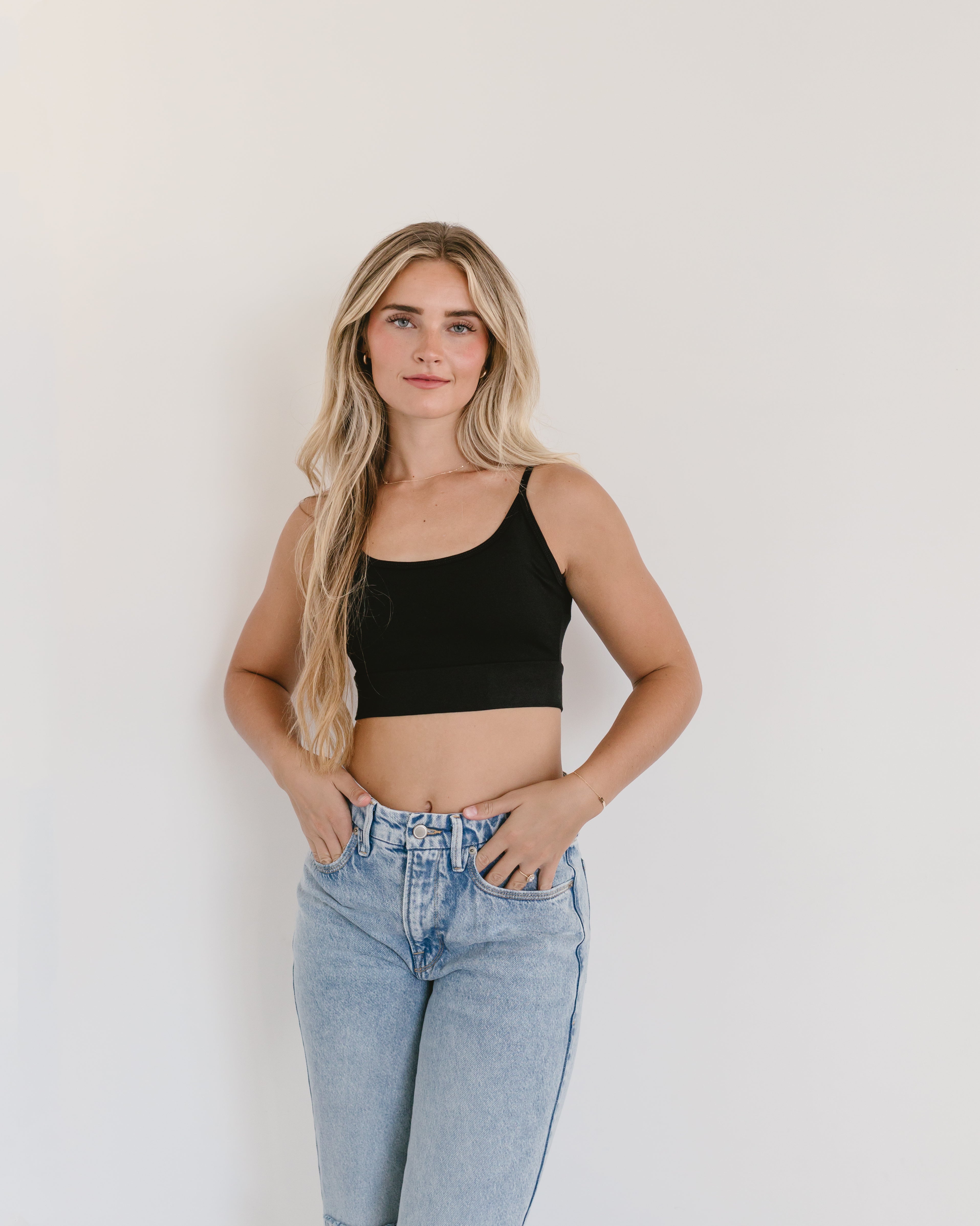 HALFTEE Layering Fashions Spaghetti Strap Cami Halftee — construction detail