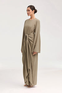 Hanadi Linen Wrap Maxi Dress - Desert Sage Clothing Veiled 