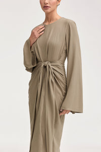Hanadi Linen Wrap Maxi Dress - Desert Sage Clothing Veiled 