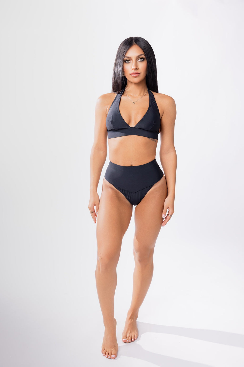 Forever Young Swimwear Hanalei Neoprene High Waist Tummy Control Swimsuit Bottom — Forever Young Swimwear branding close-up