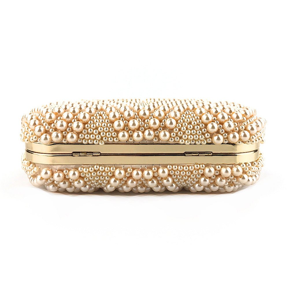 Mariam's Collection Hand-Beaded Pearl Evening Elegance Handbag (MAC286) — fabric or material detail