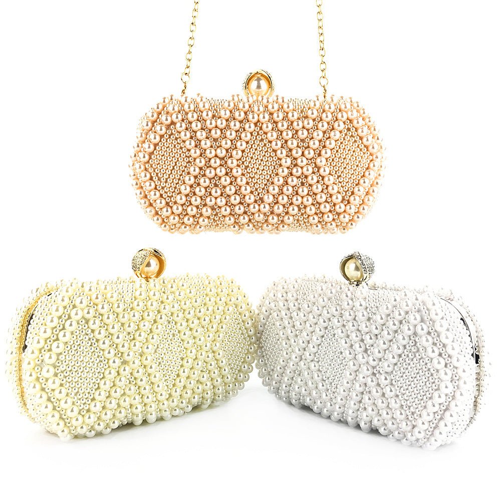 Mariam's Collection Hand-Beaded Pearl Evening Elegance Handbag (MAC286) — flat-lay composition