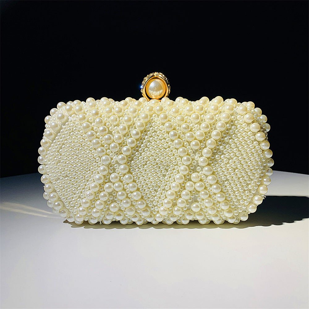 Mariam's Collection Hand-Beaded Pearl Evening Elegance Handbag (MAC286) — construction detail