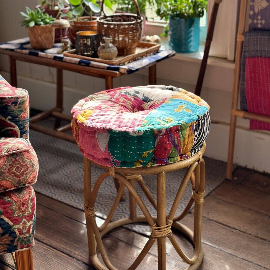 Darn Good Yarn Darn Good Yarn Hand Embroidered Floor Pouf — detail shot 6
