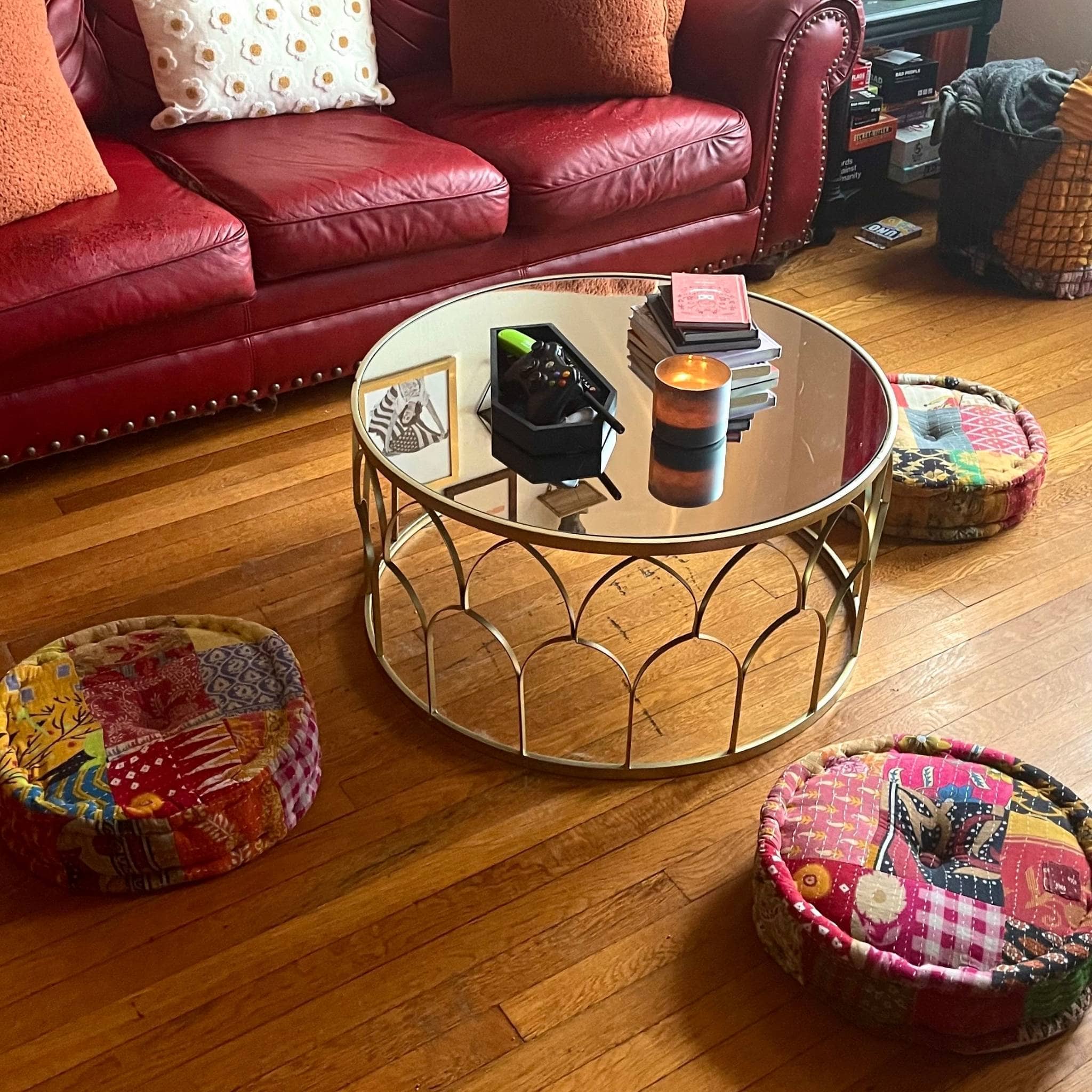 Darn Good Yarn Darn Good Yarn Hand Embroidered Floor Pouf — construction detail