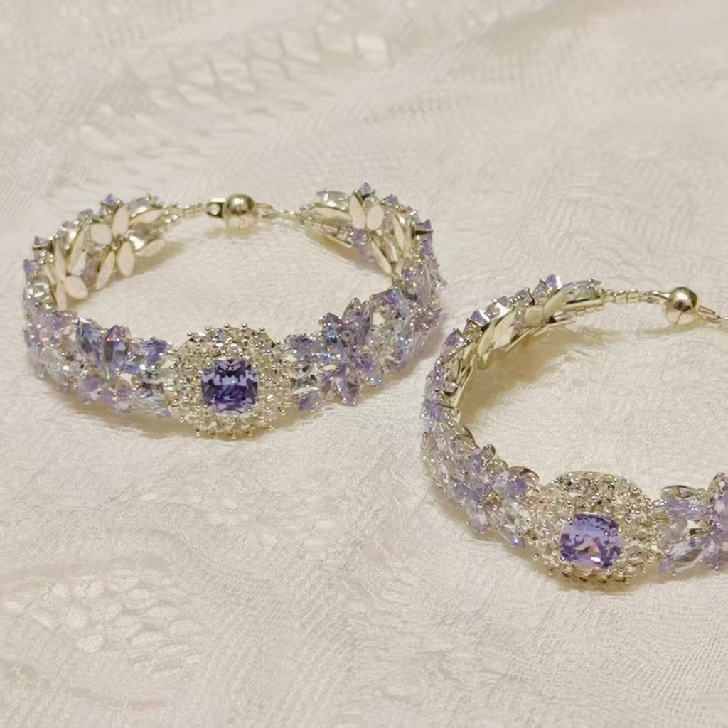 Handcrafted Crystal Floral Bracelet | Sparkling Statement Jewelry | Elegant Art-Inspired Accessory for Women (MAC348)