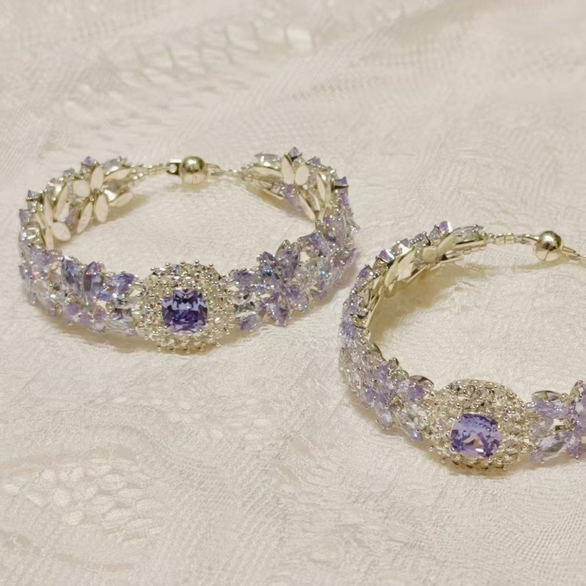 Handcrafted Crystal Floral Bracelet | Sparkling Statement Jewelry | Elegant Art-Inspired Accessory for Women (MAC348)