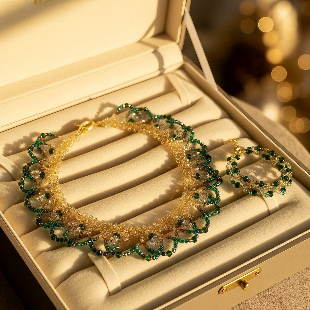 Handmade Woven Beaded Necklace | Glass Beads & Shell Pearls Choker | Intricate…