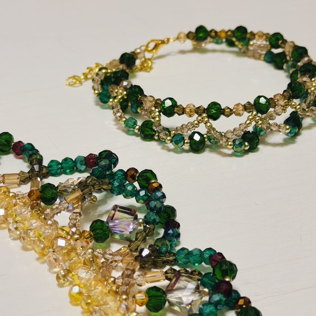 Mariam's Collection Handmade Woven Beaded Necklace | Glass Beads & Shell Pearls Choker | Intricate Seed Bead Art Necklace (MAC343) — construction detail