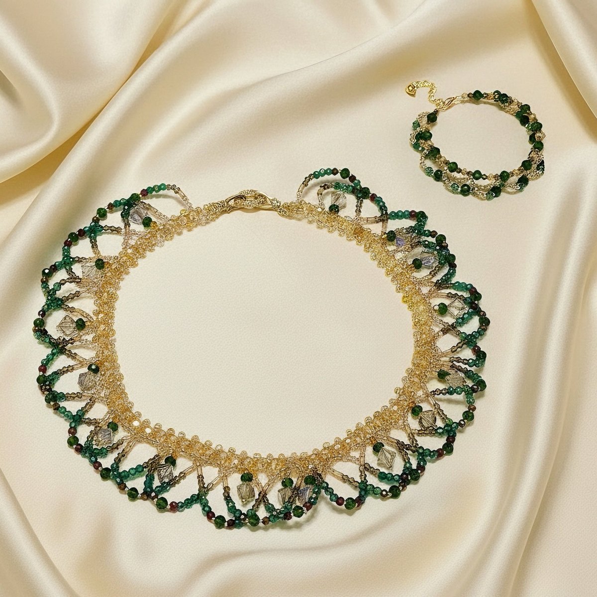 Mariam's Collection Handmade Woven Beaded Necklace | Glass Beads & Shell Pearls Choker | Intricate… — flat-lay composition