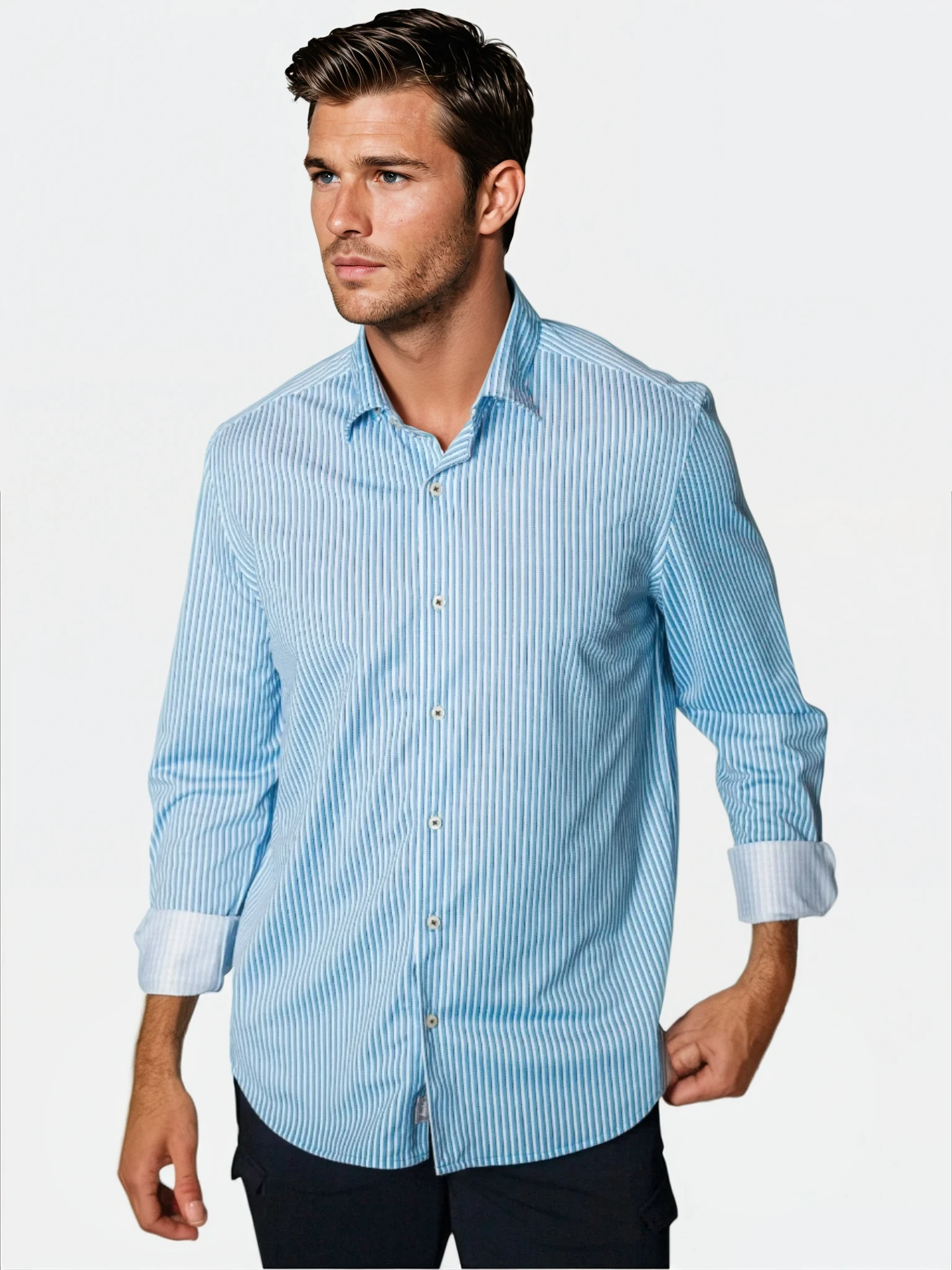 Buki Hansen Stripe Long Sleeve Tech Shirt — main product shot