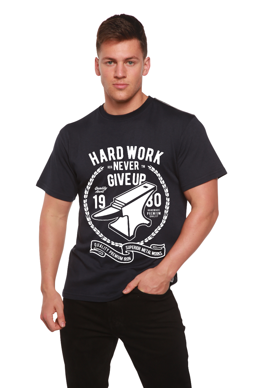 Spun Bamboo Hard Work Anvil Men's Bamboo Viscose/Organic Cotton Short Sleeve Graphic T-Shirt — size reference